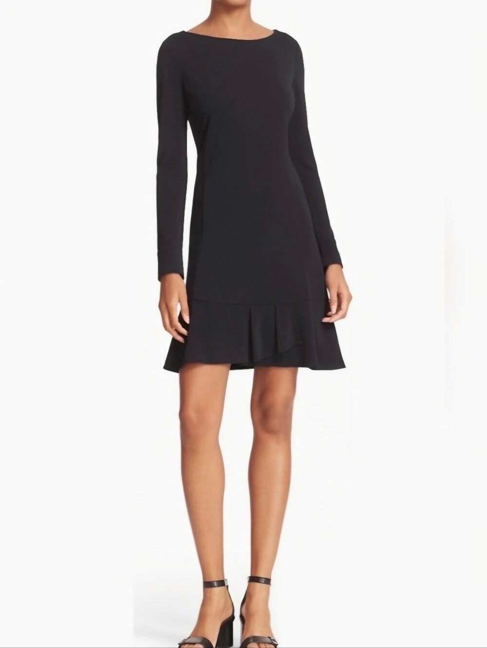 Tory Burch Foster Black Long Sleeve‎ Ruffle Hem Shift Dress